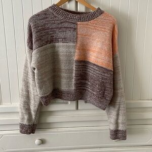 Madden NYC cropped block sz XL sweater beige brown peach